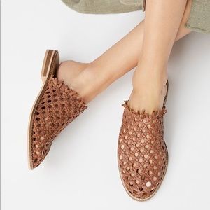 Free People, Woven Leather Mules, Size 41.
